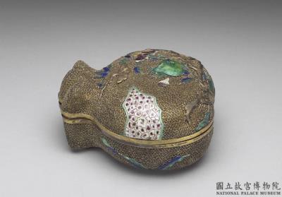 图片[3]-Pomegranate-shaped box with filigree metalwork and champleve enamel, Qing dynasty (1644-1911)-China Archive